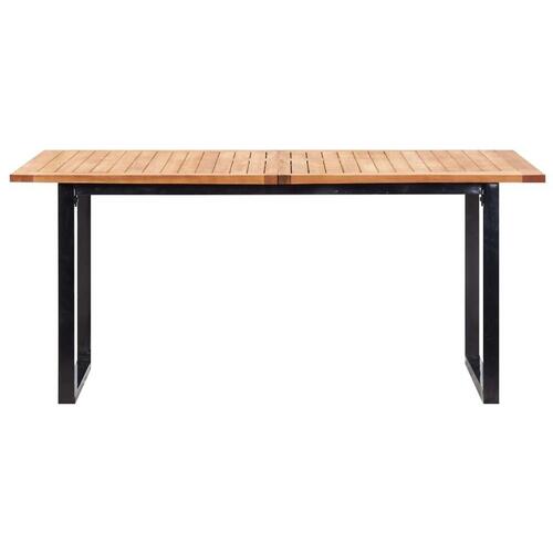 Udendørs spisebordssæt 7 dele polyrattan og akacietræ sort