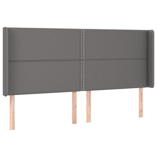Sengegavl med LED-lys 163x16x118/128 cm kunstlæder grå