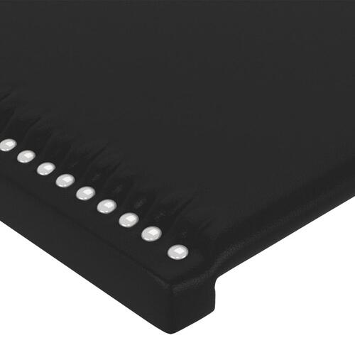 Sengegavl med LED-lys 183x16x118/128 cm kunstlæder sort