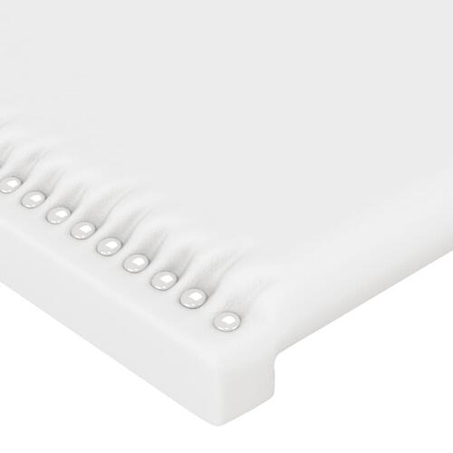 Sengegavl med LED-lys 183x16x118/128 cm kunstlæder hvid