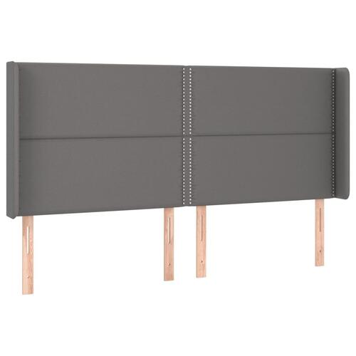 Sengegavl med LED-lys 183x16x118/128 cm kunstlæder grå