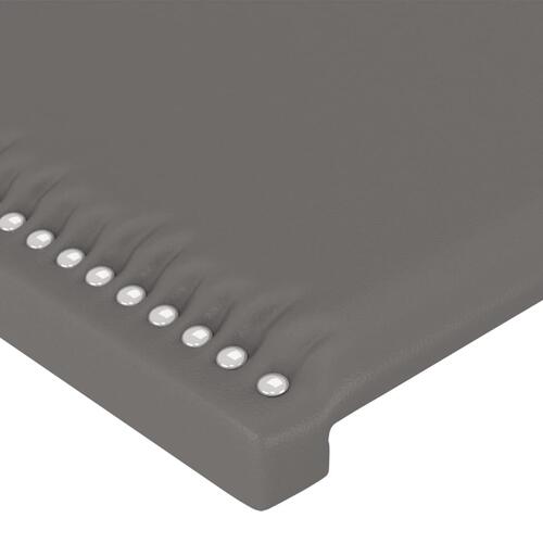Sengegavl med LED-lys 183x16x118/128 cm kunstlæder grå