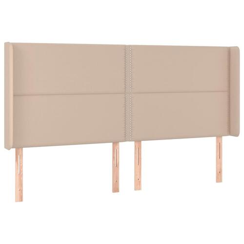 Sengegavl med LED-lys 183x16x118/128 cm kunstlæder cappuccino