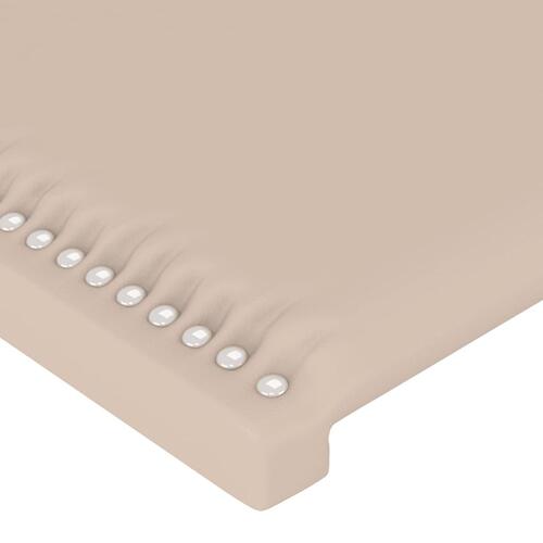 Sengegavl med LED-lys 183x16x118/128 cm kunstlæder cappuccino