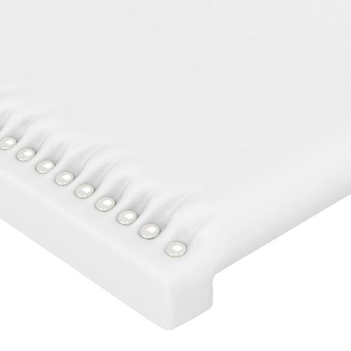 Sengegavl med LED-lys 203x16x118/128 cm kunstlæder hvid