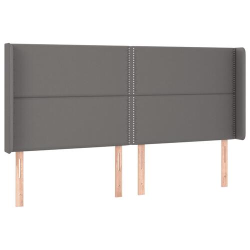 Sengegavl med LED-lys 203x16x118/128 cm kunstlæder grå