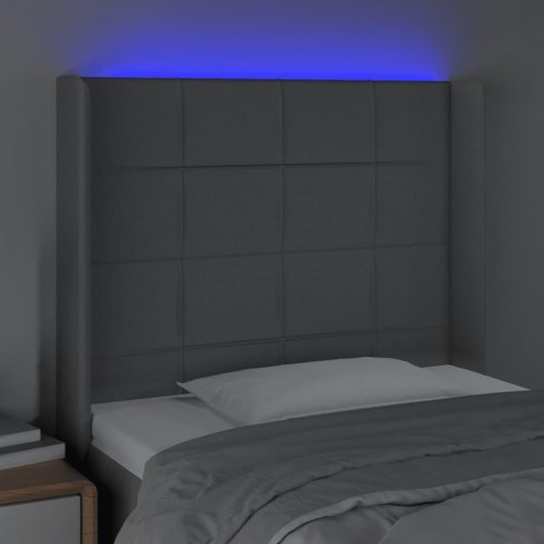 Sengegavl med LED-lys 83 x 16 x 118/128 cm - lysegrå