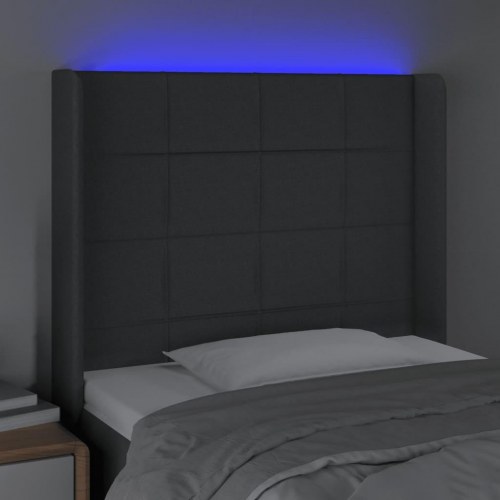 Sengegavl med LED-lys - mørkegrå, 83 x 16 x 118/128 cm