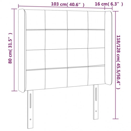 Sengegavl med LED-lys 103 x 16 x 118/128 cm - lysegrå