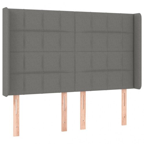 Sengegavl med LED-lys 147 x 16 x 118/128 cm - mørkegrå