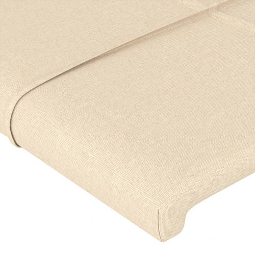 Sengegavl med LED-lys - cremefarvet, 147 x 16 x 118/128 cm
