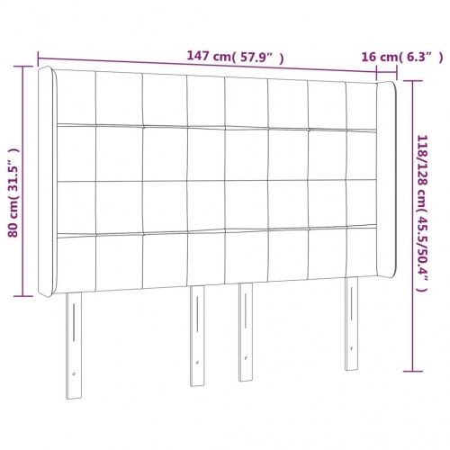 Sengegavl med LED-lys - cremefarvet, 147 x 16 x 118/128 cm