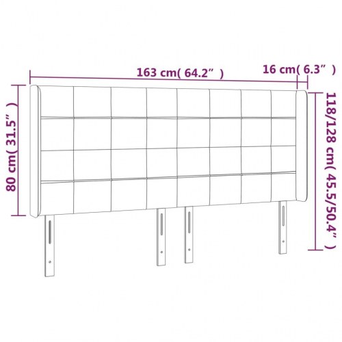 Sengegavl med LED-lys i stof - mørkegrå 163 cm