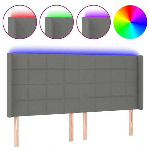 Sengegavl med LED-lys 203 x 16 x 118/128 cm - mørkegrå