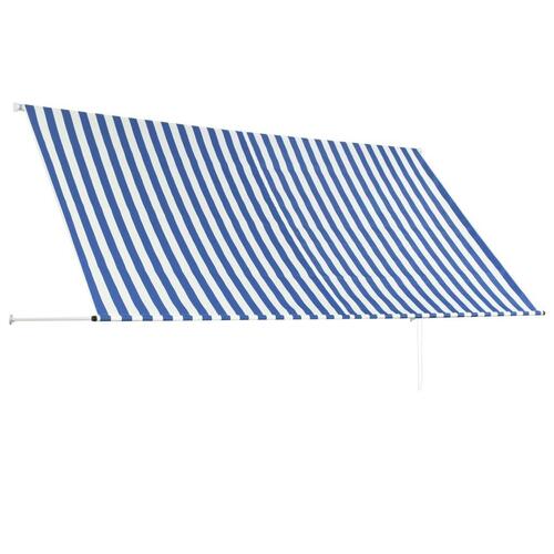 Foldemarkise 300x150 cm blå og hvid