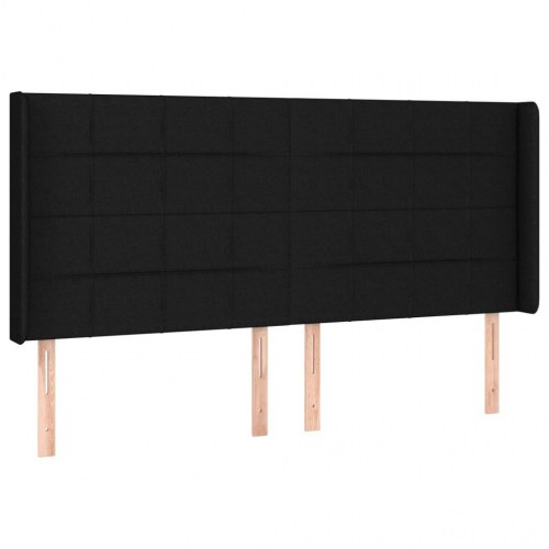 Sengegavl med LED-lys 203 x 16 x 118/128 cm - sort