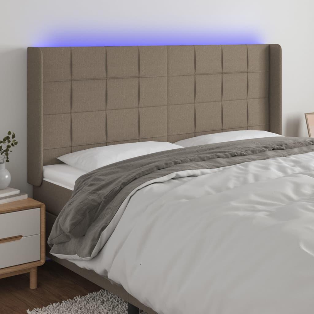Sengegavl Med Led-Lys Stof - Gråbrun / 203 x 16 x 118/128 cm