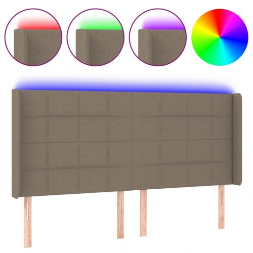 Sengegavl med LED-lys 203 x 16 x 118/128 cm - gråbrun