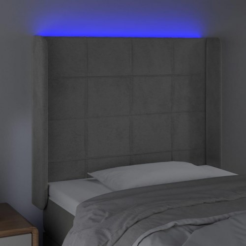 Sengegavl med LED-lys 83 x 16 x 118/128 cm - lysegrå