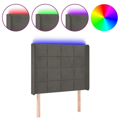 Sengegavl med LED-lys 83 x 16 x 118/128 cm - mørkegrå