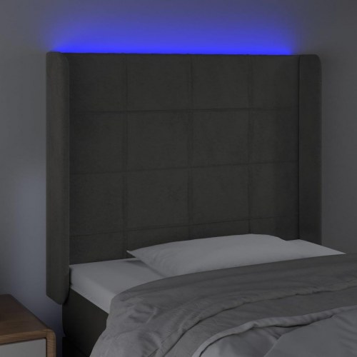 Sengegavl med LED-lys 83 x 16 x 118/128 cm - mørkegrå