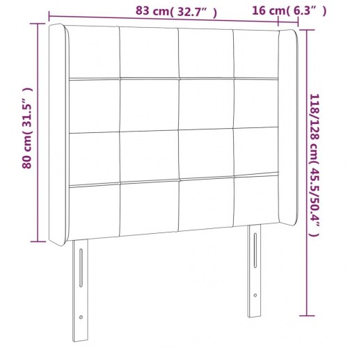 Sengegavl med LED-lys 83 x 16 x 118/128 cm - mørkegrå