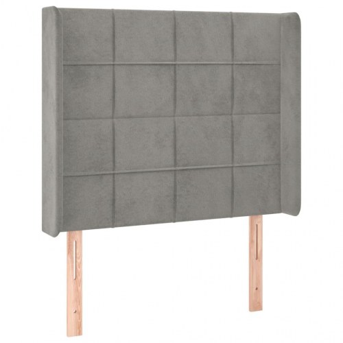 Sengegavl med LED-lys 93 x 16 x 118/128 cm - lysegrå