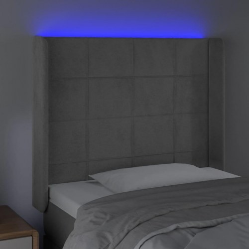 Sengegavl med LED-lys 93 x 16 x 118/128 cm - lysegrå