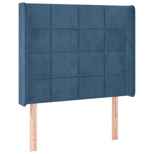 Sengegavl med LED-lys 93 x 16 x 118/128 cm fløjl - mørkeblå