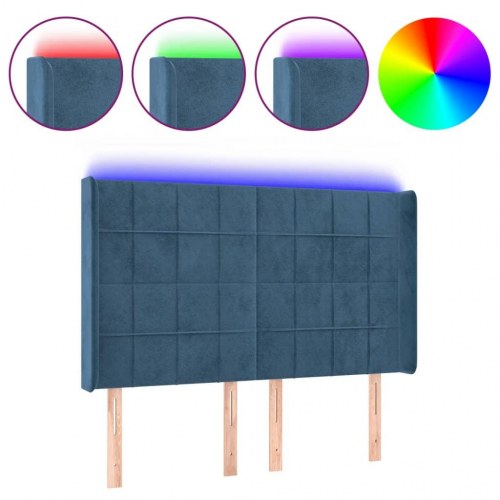 Sengegavl med LED-lys 147 x 16 x 118/128 cm - mørkeblå