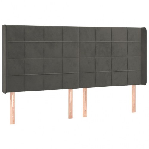 Sengegavl med LED-lys 183 x 16 x 118/128 cm - mørkegrå