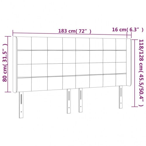 Sengegavl med LED-lys 183 x 16 x 118/128 cm - mørkegrå