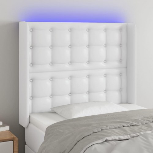 Sengegavl med LED-lys 93 x 16 x 118/128 cm - hvid