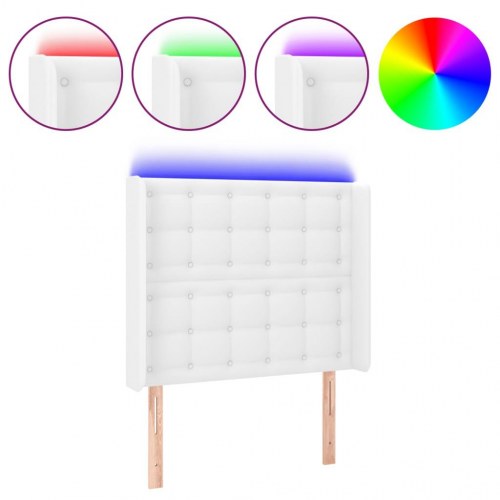 Sengegavl med LED-lys 93 x 16 x 118/128 cm - hvid