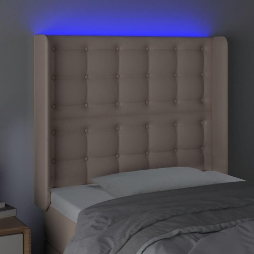 Sengegavl med LED-lys 103 x 16 x 118/128 cm - cappuccino