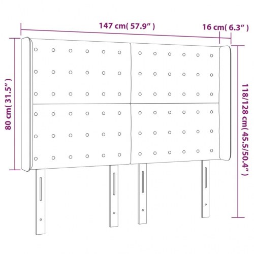 Sengegavl med LED-lys 147 x 16 x 118/128 cm - sort