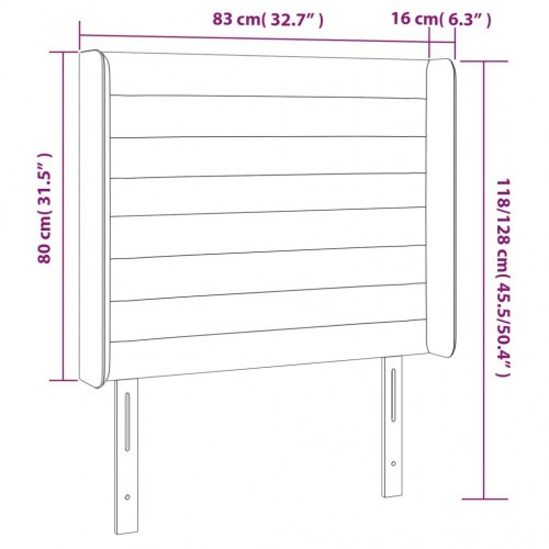 Sengegavl med LED-lys i stof - mørkegrå 83 x 16 x 118/128 cm