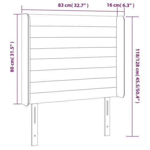 Sengegavl med LED-lys 83 x 16 x 118/128 cm - cremefarvet