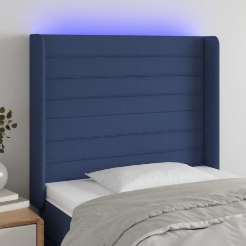 Sengegavl med LED-lys 83 x 16 x 118/128 cm - blå