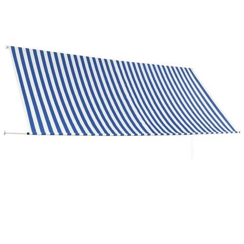 Foldemarkise 350 x 150 cm blå og hvid