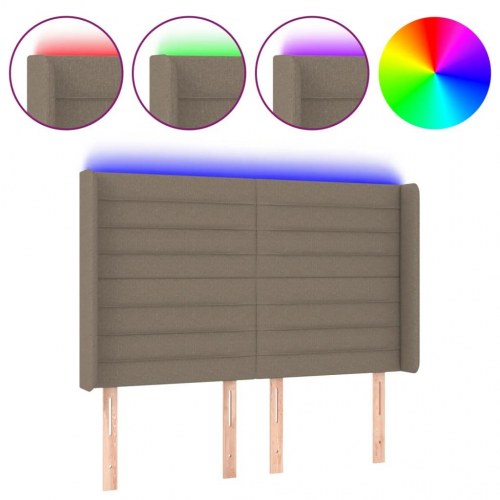 Sengegavl med LED-lys 147 x 16 x 118/128 cm - gråbrun