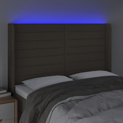 Sengegavl med LED-lys 147 x 16 x 118/128 cm - gråbrun