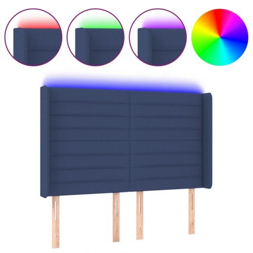 Sengegavl med LED-lys 147 x 16 x 118/128 cm - blå