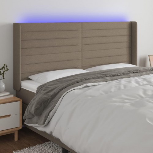 Sengegavl med LED-lys 183 x 16 x 118/128 cm - gråbrun