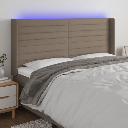 Sengegavl med LED-lys 203 x 16 x 118/128 cm - gråbrun