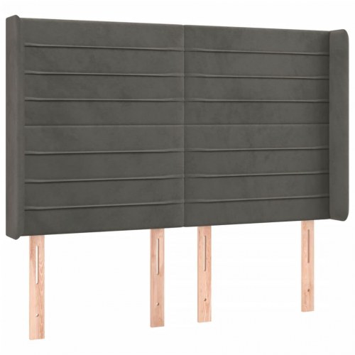 Sengegavl med LED-lys 147 x 16 x 118/128 cm - mørkegrå