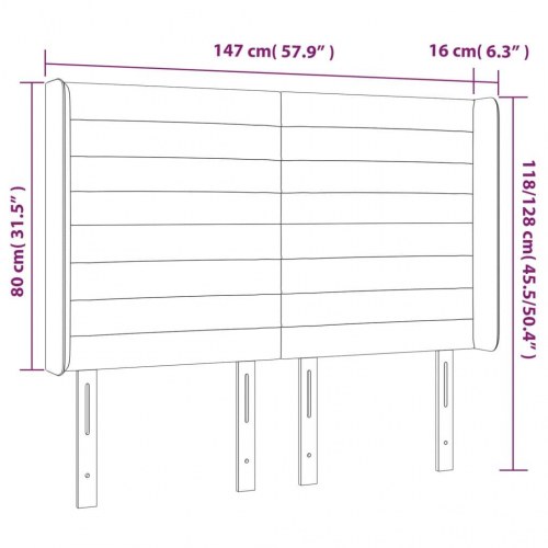 Sengegavl med LED-lys i fløjl 147 x 16 x 118/128 cm - lyserød