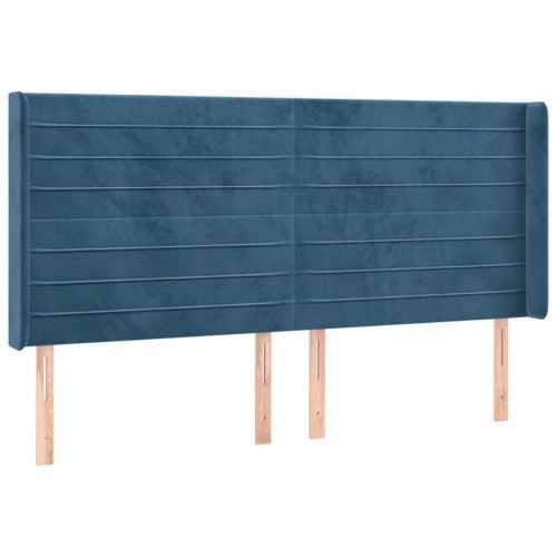 Sengegavl med LED-lys 163 x 16 x 118/128 cm fløjl - mørkeblå