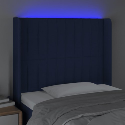 Sengegavl med LED-lys - blå, 93 x 16 x 118/128 cm