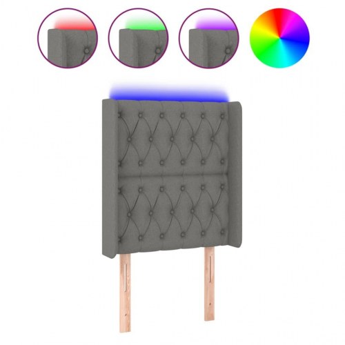 Sengegavl med LED-lys 83 x 16 x 118/128 cm - mørkegrå